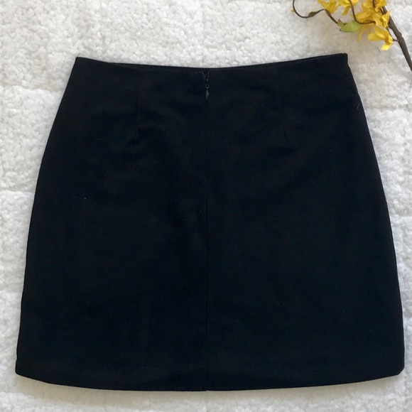 black sueded skirt with floral print embroidered accents - Picture 6 of 8